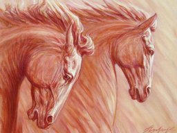 Horses set free V 38x46 cm